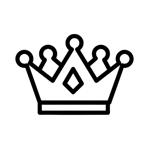 Black outline of a crown on a white background