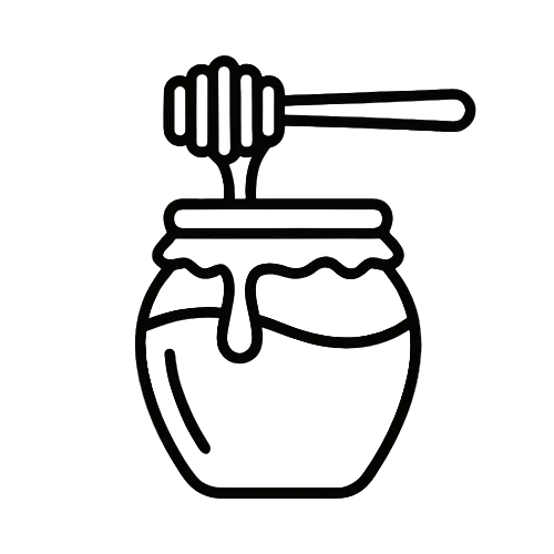 Icon of a jar of honey with a honey dipper on a white background